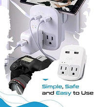 Load image into Gallery viewer, Ceptics Universal Travel Adapter Kit - 2 USB, USB-C Cord+2 US Outlets QC 3.0, Surge Protection, Plugs for Europe, UK, China, Australia, Japan - Perfect for Laptop, Cell Phones, Cameras,Safe ETL Tested