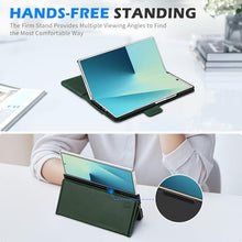 Load image into Gallery viewer, SHIELDON Case for Galaxy Z Fold7 8.0", Genuine Leather Magnetic Wallet Case, RFID Blocking Card Holder Kickstand Shockproof Cover Compatible with Galaxy Z Fold 7 2025 - Midnight Green