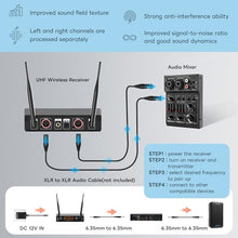 Load image into Gallery viewer, Lococo Wireless Handheld Microphone Karaoke System: Professional UHF Metal Dual Cordless Dynamic Mic Set - Long Transmission Range 200ft with Receiver for Home KTV, DJ Party, Church, Wedding, Meeting