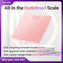 Load image into Gallery viewer, Ovutek Bathroom Scale for Body Weight, Highly Accurate Digital Weighing Machine for People, Upgraded Batteries Included, Compact Size, LED Display, High Standards Sturdy Tempered Glass, 400lb, Pink