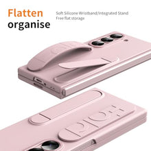 Load image into Gallery viewer, XIMAND for Samsung Galaxy Z Fold 7 Protect Case with Wristband Stand,Bulit-in Screen & Lens Protection Shockproof Full Body Drop Fall Protection.(Pink)
