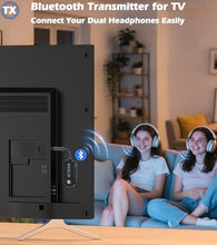 Load image into Gallery viewer, KAIY Airplane Bluetooth Adapter for 2 AirPods Headphones, Bluetooth Transmitter for TV Headphones Dual Link, 3.5mm Aux to Adapter for PC/Car/Gym/Home Stereo, Wireless 5.4 Audio Transmitter Receiver