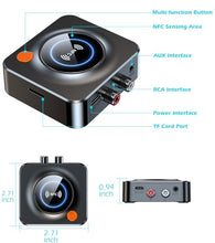 Load image into Gallery viewer, Bluetooth Receiver for Home Stereo, AUX RCA to Bluetooth Adapter for Old Speakers, NFC Wireless Audio Receiver for Music Streaming Sound System, KAIY Convert Wired Speakers to Wireless