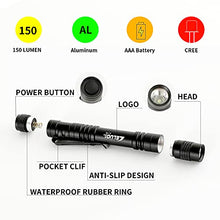 Load image into Gallery viewer, LELUOHQ Handheld Pen Flashlight 150 Lumens Lamp Clip Mini Pen Light Small Pocket Penlight (Long and Short) 1