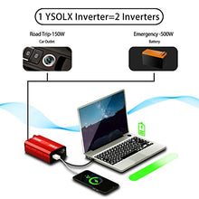 Load image into Gallery viewer, YSOLX 500W Power Inverter DC 12V to 110V AC Converter with 2 USB Ports and 2 AC Outlet, Car Charger Adpater for Road Trip and Camping