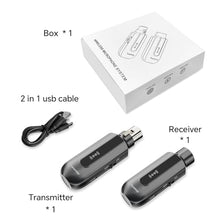 Load image into Gallery viewer, 2.4 Ghz Wireless Microphone Transmitter Receiver: Plug-on XLR Wireless Transmission System - 48V Phantom Power for Dynamic Microphone, Audio Mixer, PA System