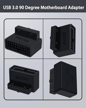 Load image into Gallery viewer, COMeap USB 3.0 90 Degree Motherboard Adapter, 19Pin Male to Female L Turn Right Angle Extension Power Adapter for Desktop Motherboard Internal Header Up Angled?Pack of 2?
