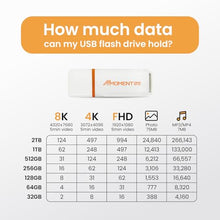 Load image into Gallery viewer, MMOMENT MU34 256GB USB 3.1 Flash Drive, Read Speed up to 120MB/s, Write Speed up to 60MB/s, Thumb Drive