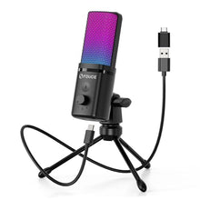 Load image into Gallery viewer, FDUCE Gaming USB Microphone for PC,RGB Condenser Computer Mic with Tripod Stand,Quick Mute,Gain Control,Cardioid Mic for Streaming, Podcast, Twitch, YouTube, PC, Computer, PS5, (M160)