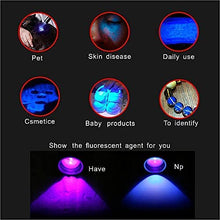 Load image into Gallery viewer, 2 Pack UV Penlight Flashlight with Clip?Mini LED Handheld Tactical Pocket Torch with High Lumens?Blacklight Detector for Money Detector,Pet Urine,Pet Stains and Bed Bug short1 (short purple light)