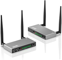 Load image into Gallery viewer, TIMBOOTECH Wireless HDMI Transmitter and Receiver 820FT, Up to 8 Receivers, KVM, IR Remote, HDMI Loop Out, 5.8G HDMI Wireless Extender Live Streaming 1080P Video & Audio to TV/Projector/Monitor