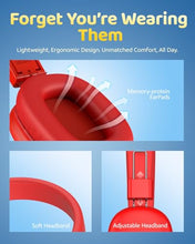 Load image into Gallery viewer, awatrue Kids Bluetooth Headphones, Wireless Headphones with HD ENC Microphone, 50 Hours Playtime, Safe Volume, Type C Fast Charging, Foldable On-Ear Headset for Children/Teens/Smart Device (Red)