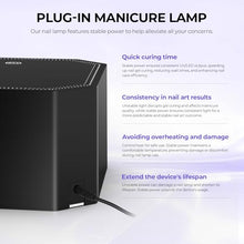 Load image into Gallery viewer, Lavinda 54W UV LED Nail Lamp – Plug-in Gel Nail Light with LCD Display, 4 Timers, Auto Sensor, Dual Wavelength, Nail Dryer for Home & Salon – Black