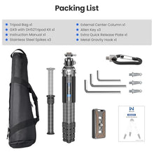 Load image into Gallery viewer, 85'' Tripod Carbon Fiber, Heavy Duty Tripod for Camera, Professional Camera Tripods Monopod with 52mm Ballhead, External Center Column Compact, WEYLLAN GX9 Max Tube 40mm for Dslr Camera Telephoto Lens