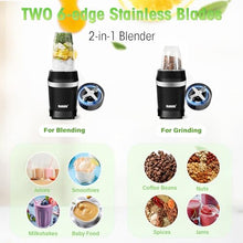 Load image into Gallery viewer, Nahida Blender for Smoothies, 1200W Smoothie Blender for Ices Crushing, Blenders with (2) 6-Fin Blades, Personal Blenders for Kitchen with 23oz, 32oz, 37oz Easy Go Cups for Juices, Black