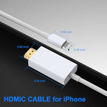 Load image into Gallery viewer, jojobnj Lightning to HDMI Cable 6ft HDMI Cable for iPhone Digital AV Adapter, 1080P HD Video Sync Screen Compatible with iPhone to HDMI for TV Projector Monitor, Just Plug and Play(White)