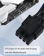 Load image into Gallery viewer, COMeap CPU Cable for Corsair PSUs, CPU 8 Pin Male to Dual CPU 8 Pin (4+4 Detachable) Male EPS-12V Motherboard Power Adapter for Thermaltake ARESGAME Power Supply 27-inch(69cm)