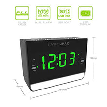 Load image into Gallery viewer, HANNLOMAX HX-128CR Alarm Clock Radio, PLL FM Radio, 1.2 inches Green LED Display, Dual Alarm, 6 Levels Night Light, USB Port for 1A Charging, AC/DC Adaptor Included