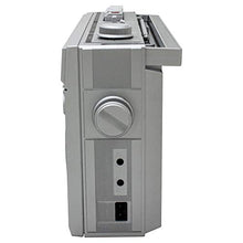 Load image into Gallery viewer, HANNLOMAX HX-601K Portable AM/FM Radio Cassette Recorder with Bluetooth, Records from Built-in Mic or Radio, Headphone Jack, AC/DC Operation. (Silver)