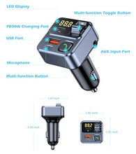 Load image into Gallery viewer, KAIY FM Transmitter Bluetooth Car Adapter, Car Radio Bluetooth Transmitter HandsFree Calling Music Player, FM Radio Adapter 42W Type-C Fast Charging, Support USB Drive