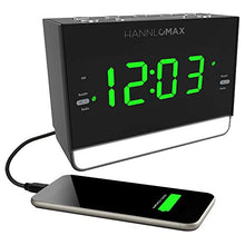 Load image into Gallery viewer, HANNLOMAX HX-128CR Alarm Clock Radio, PLL FM Radio, 1.2 inches Green LED Display, Dual Alarm, 6 Levels Night Light, USB Port for 1A Charging, AC/DC Adaptor Included