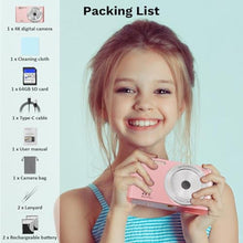 Load image into Gallery viewer, 44MP FHD 4K Autofocus Kids Camera with 16x Zoom, Compact Point and Shoot Camera for Kids with 64GB SD Card, 2 Batteries, Simple Small Digicam for Teens (PureWhite) (Pink)_2177