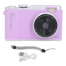 Load image into Gallery viewer, 48MP Digital Camera, 1080P Compact Selfie Camera with 2.4 Inch Screen, 16x Zoom and Anti Shake for Travel, Retro Style Portable Digital Video Camera with Fill Light (Purple)_1