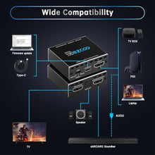 Load image into Gallery viewer, 4K@120Hz HDMI 2.1 eARC Audio Extractor 1 in 1 Out Support VRR ALLM HDCP2.3 ARC eARC HDR CEC SPDlF Optical Audio Out Digital EDID for PS5 Xbox NVIDIA AMD_978