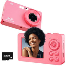 Load image into Gallery viewer, 4K 64MP Compact Travel Digital Camera for Teens Adult Beginner, Barbie Pink, Red_1