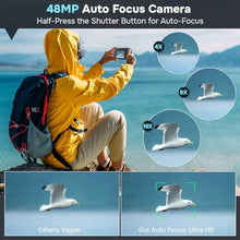 Load image into Gallery viewer, 4K Digital Camera for Photography Autofocus, Upgraded 48MP Vlogging Camera for YouTube with SD Card, 3" 180 Flip Screen Compact Travel Camera with 16X Digital Zoom, Flash, Anti-Shake, 2 Batteries, Black_960
