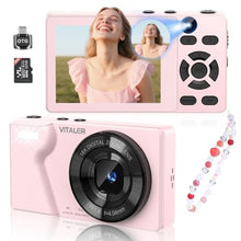 Load image into Gallery viewer, 4K Digital Camera with Front Rear Lens, Autofocus and 32G Card, Metal Shell, Pink_1