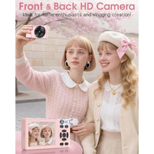 Load image into Gallery viewer, 4K Digital Camera with Front Rear Lens, Autofocus and 32G Card, Metal Shell, Pink_1779