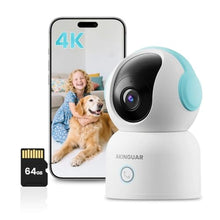 Load image into Gallery viewer, 4K Indoor 360 PT Security Camera, Dual-Band WiFi with 64GB Memory Card, Blue_1