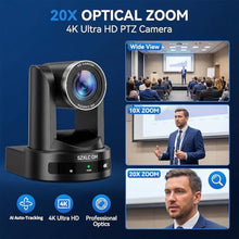 Load image into Gallery viewer, 4K PTZ Camera, 20X Optical Zoom, SDI HDMI USB LAN, AI Auto Tracking,POE, coalblack_73