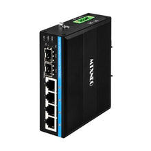 Load image into Gallery viewer, 4port Managed Industrial Gigabit Ethernet Switch L2 Smart Fiber Optic Switch Support VLAN ERPS QoS with 2 SFP Fiber Ports Hardend Casing IP40 Protection Grade, Black_1