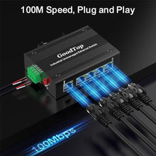 Load image into Gallery viewer, 5 Port 100Mb Unmanaged Industrial Switch, with 15W Power Supply, DIN Rail, Grey_6321