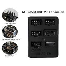Load image into Gallery viewer, 5 Ports Internal USB Hub, Motherboard 9pin USB 2.0 Header Splitter, USB 2.0 to USB 3.2 Gen 1 Header Adapter., Black_647