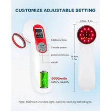 Load image into Gallery viewer, 5000mAh 5 * 808nm & 10 * 650nm LLLT Cold Laser Therapy Device for Human/Vet, White_746