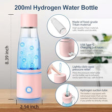 Load image into Gallery viewer, 5000PPB Hydrogen Water Bottle Generator 3 in 1 Hydrogen Water Generator Machine with SPE & PEM Technology Portable Hydrogenated Water Bottle Inhalation for Healthy Hydration/Pink_5426