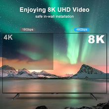 Load image into Gallery viewer, DGHUMEN 100Ft CL3 Rated HDMI Cable, 8K 48Gbps Fiber Optic Ultra High Speed Long HDMI 2.1 Cord for Pipes, In-Wall, Male to Male