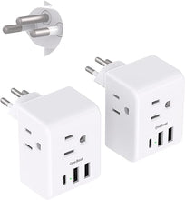 Load image into Gallery viewer, 2 Pack Switzerland Travel Plug Adapter, Swiss Outlet Adapter with 3 Outlets 3 USB Charging Ports(1 USB C), Type J Power Adapter, Travel Essentials US to Switzerland, Rwanda, Liechtenstein