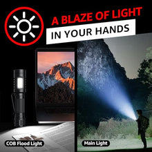 Load image into Gallery viewer, axefury Flashlight,Magnetic LED Flashlight,EDC Handheld Flashlight with Removable Headband,6 Modes,Dual Fuel, A5 for Camping, Emergency(Not Included Battery) Gift