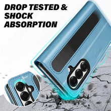 Load image into Gallery viewer, TUCCH Case for Galaxy Z Fold7, Stand RFID Blocking 4 Card Holders Wallet Folio, PU Leather Protective Magnetic PC Shell Compatible with Galaxy ZFold 7 (8.0") 2025, Pearly Light Blue