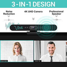 Load image into Gallery viewer, RayBit 4K Pro Audio and Video Conference Room Camera with Remote Control for Windows TV, AI-Powered HD Webcam with Microphone & Speaker for Desktop Computer/PC/Monitor/Laptop/Teams/Zoom/Skype
