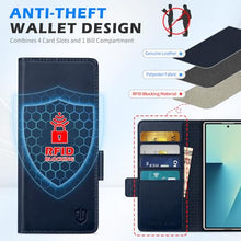 Load image into Gallery viewer, SHIELDON Wallet Case for Galaxy Z Fold7 8.0" 2025, Genuine Leather Folio Z Fold7 Case, Stand Function, RFID Blocking Card Slot Shock-Absorbent Compatible with Galaxy Z Fold 7 - Navy Blue