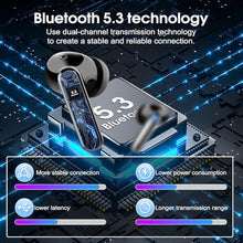 Load image into Gallery viewer, Csasan Wireless Earbuds Bluetooth 5.3 Headphones, 40H Playtime in-Ear Earphones, Mini Bluetooth Earbuds with ENC Noise Cancelling Mic, Deep Bass Stereo Ear Buds, LED Display, IPX7 Waterproof Earphones