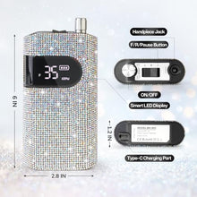 Load image into Gallery viewer, Professional Rechargeable Nail Drill Machine, Lavinda Diamond 35000RPM Electric Nail File Cordless Portable Nail Drill with Coreless Motor for Acrylic Nails, Manicure Pedicure Tool, Crystal Diamond