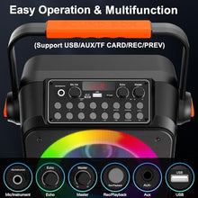 Load image into Gallery viewer, Karaoke Machine for Adults Kids: HWWR Portable Bluetooth Speaker with 2 Wireless Microphones, 6.5" Subwoofer, LED Lights, PA System with Karaoke Microphone Support REC/USB/AUX for Home Party