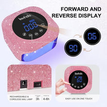Load image into Gallery viewer, UV Nail Lamp 54W, Cordless Gel UV Led Nail Lamp for Gel Nail Polish, Rechargeable UV Nail Light Nail Dryer with 4 Timer and LCD Display, Professional Fast Curing Lamp Nail Art Tools with Rhinestone