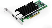 Load image into Gallery viewer, 10Gb PCIe x8/x16 Converged Ethernet Network Card, Copper RJ45 Ports LAN Card NIC with Intel X540 Controller Server Support Windows Server/Windows/Linux/Vmware ESXI (X540-AT2 (RJ45 Port x 2))